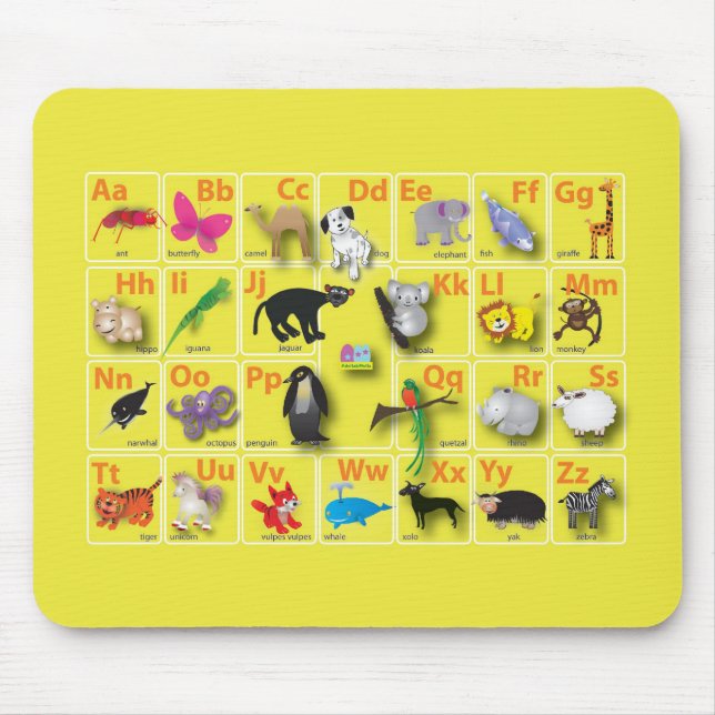 Tapis De Souris Domaine animal sur mon ABC (Devant)