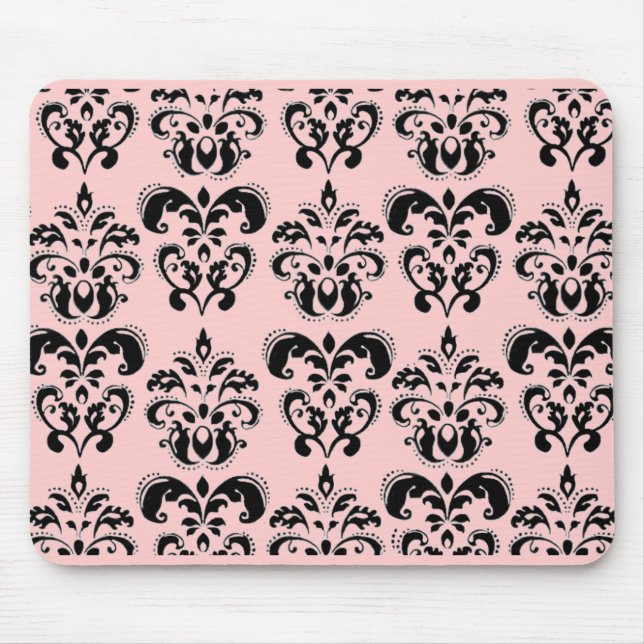 TAPIS DE SOURIS DOMMAQUES NOIRS ET ROSES (Devant)
