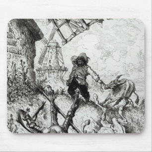 Tapis De Souris Don don Quichotte et les moulins à vent