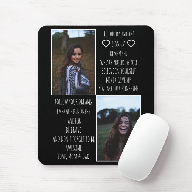 Tapis De Souris Don Message D'Amour Pour Fille Photo Mousepad (Avec souris)