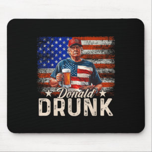 Tapis De Souris Donald Drunk Trump Boire de la bière 4 juillet Amé