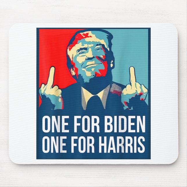 Tapis De Souris Donald Trump Middle Finger Biden Harris America Re (Devant)