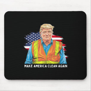 Tapis De Souris Donald Trump portant un gilet de poubelle Make Ame