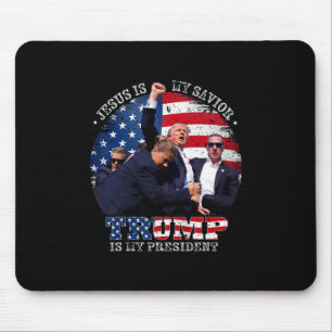 Tapis De Souris Donald Trump se bat Jésus est mon Sauveur Trump es