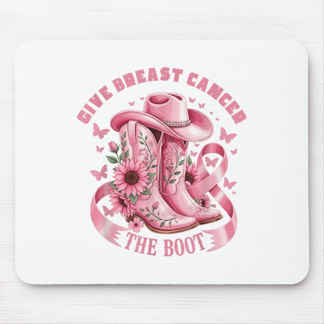 Tapis De Souris Donner Le Cancer Du Sein L'Initiale Cowgirl Cancer (Devant)