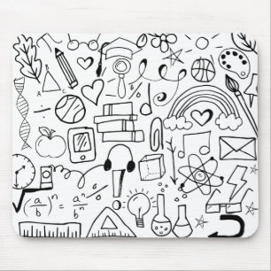 Tapis De Souris Doodart Retour à l'école Mousepad noir et blanc
