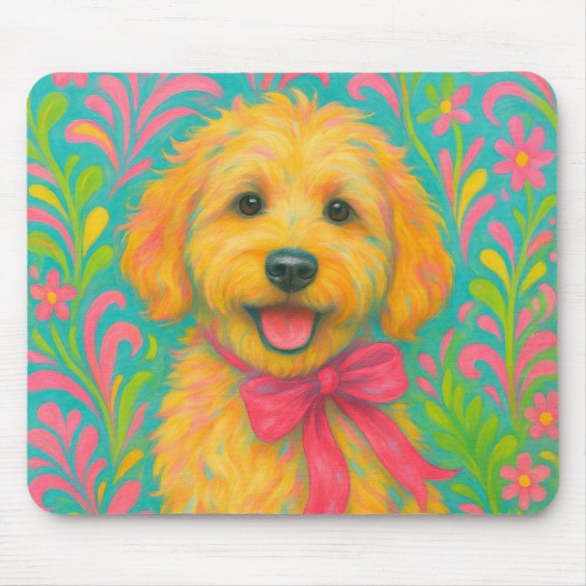 Tapis De Souris Doodle doré de Preppy (Devant)