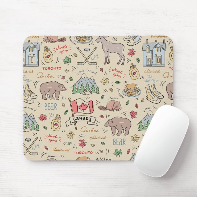 Tapis De Souris Doodles canadiens (Avec souris)