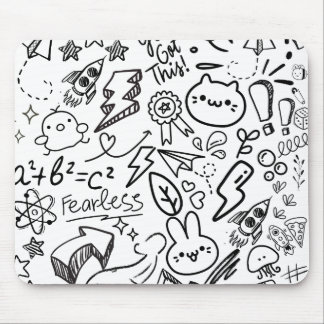 Tapis De Souris Doodles Whimsical Black & White