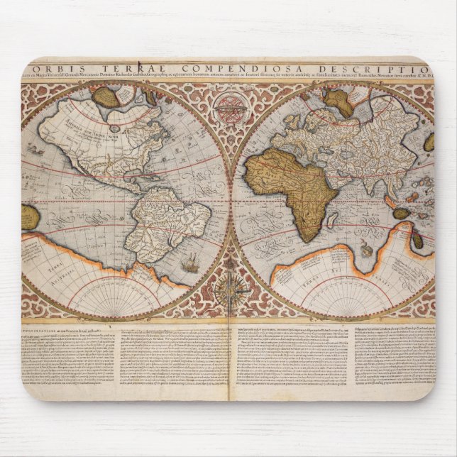 Tapis De Souris Double carte du monde d'hémisphère, 1587 (Devant)