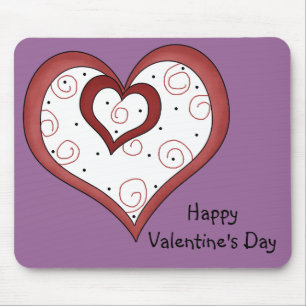 Tapis De Souris Double Coeur D1 - Personnalisable Valentine Mousep