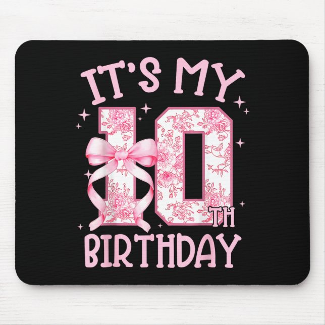 Tapis De Souris Double Digits Birthday Girl 10th Birthday Coquette (Devant)