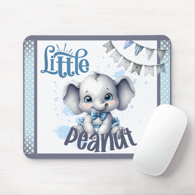 Tapis De Souris Douce Éléphant Bleu - Petit Cacahuète (Avec souris)