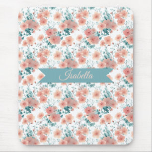 Tapis De Souris Douce Fleur Rose Personnalisée de Printemps Vintag