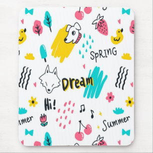 Tapis De Souris Douce main colorée dessinée