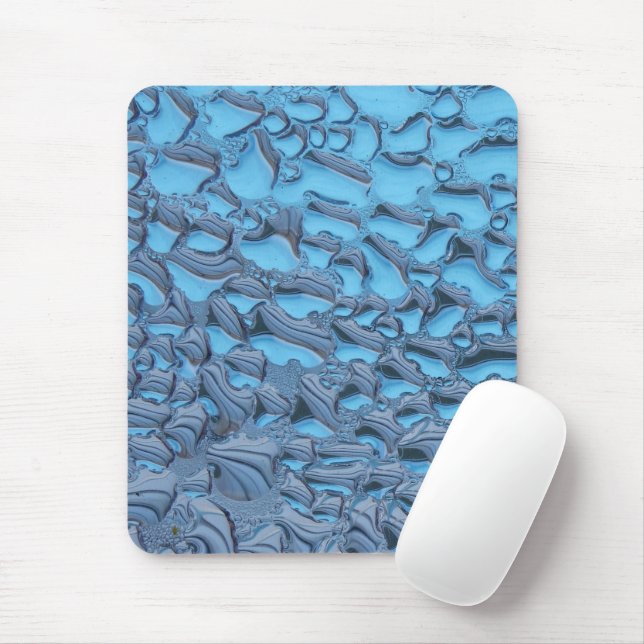 Tapis De Souris Doux gouttes de pluie sur verre bleu (Avec souris)