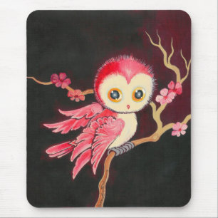 Tapis De Souris Doux Hibou Rouge