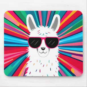 Tapis De Souris Doux lama portant des lunettes de soleil cool