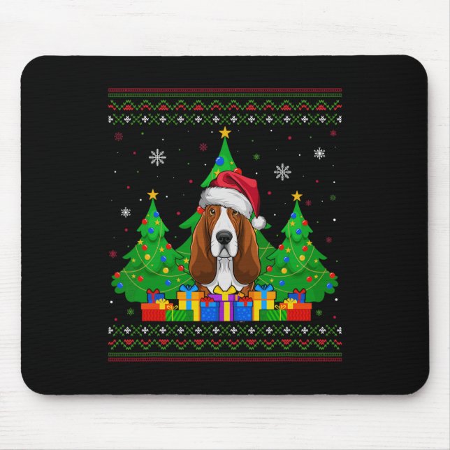 Tapis De Souris Doux moche arbre de Noël Santa Hat Bet Hound Do (Devant)