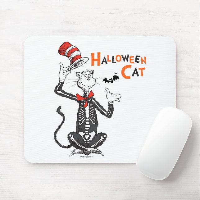 Tapis De Souris Dr Seuss | Chat d'Halloween en Casquette (Avec souris)