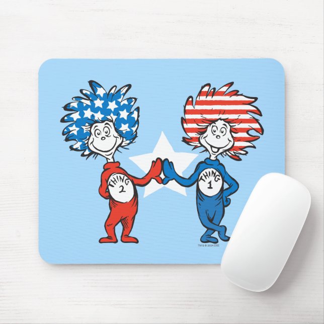 Tapis De Souris Dr Seuss | Une chose Deux graphiques patriotiques (Avec souris)