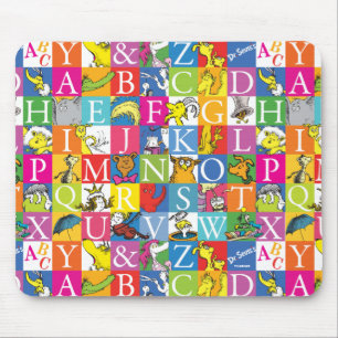 Tapis De Souris Dr. Seuss's ABC Colorful Block Letter Pattern