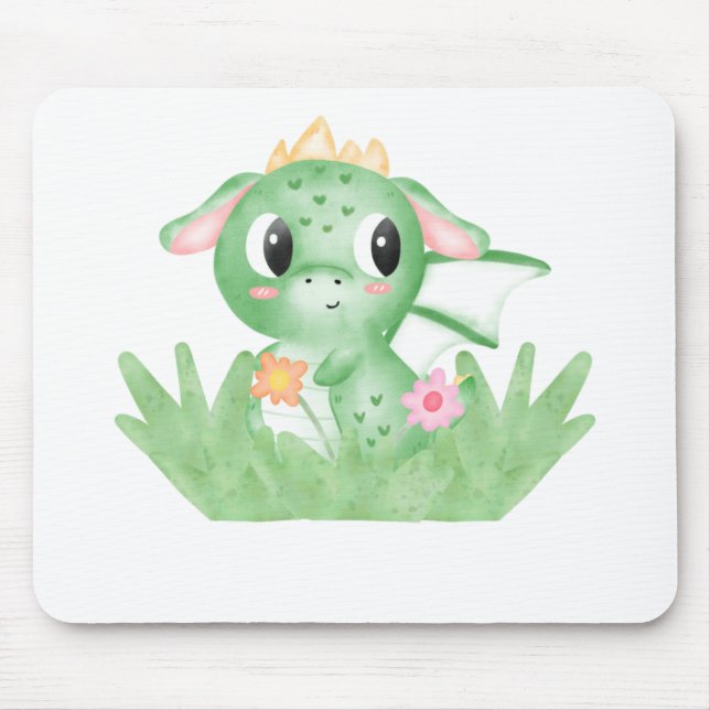 Tapis De Souris Drageon bébé mignon aquarelle (Devant)