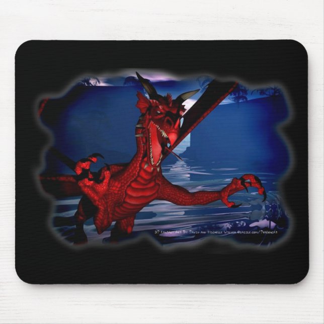 Tapis De Souris Dragon Attack 3D Imaginaire Art (Devant)