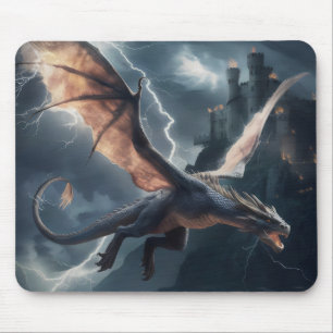 Tapis De Souris Dragon au-dessus du château.