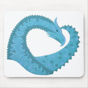 Tapis De Souris Dragon cardiaque turquoise en blanc