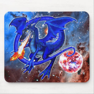 Tapis De Souris Dragon cosmique azurite