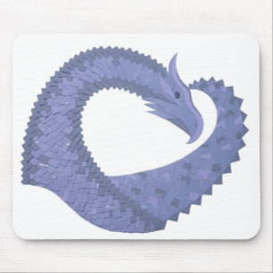 Tapis De Souris Dragon de coeur gris bleu sur blanc