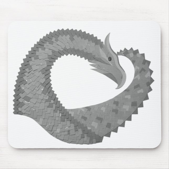 Tapis De Souris Dragon de coeur gris sur blanc (Devant)