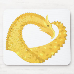 Tapis De Souris Dragon de coeur jaune sur blanc