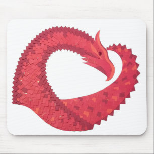 Tapis De Souris Dragon de coeur rouge en blanc