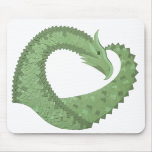 Tapis De Souris Dragon de coeur vert olive blanc