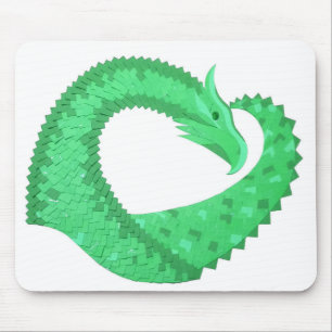 Tapis De Souris Dragon de coeur vert sur blanc