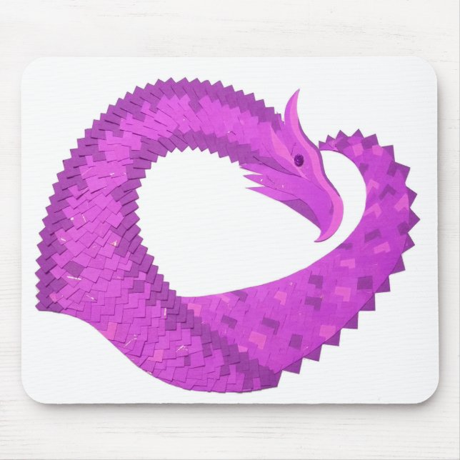 Tapis De Souris Dragon de coeur violet clair sur blanc (Devant)