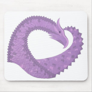 Tapis De Souris Dragon de coeur violet de lavande blanc