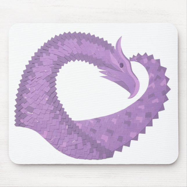 Tapis De Souris Dragon de coeur violet de lavande blanc (Devant)
