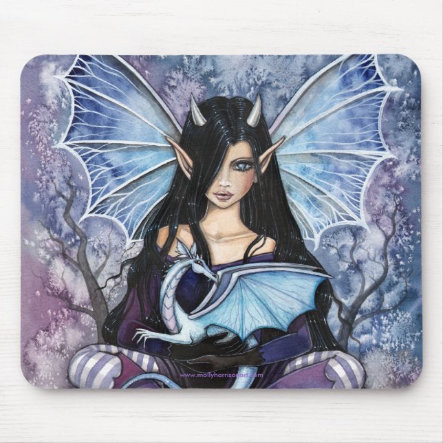 Tapis De Souris Dragon de fée gothique Mousepad par Molly Harrison (Devant)