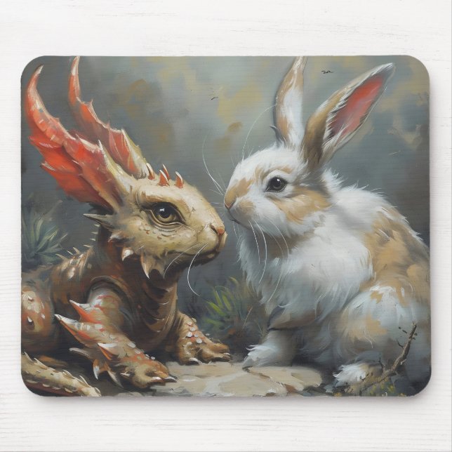 Tapis De Souris Dragon d'Imaginaire et lapin (Devant)
