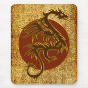 Tapis De Souris Dragon Doré Soleil   style antique