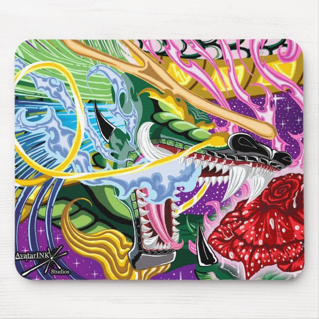 Tapis De Souris Dragon en gros plan du rose Mousepad (Devant)