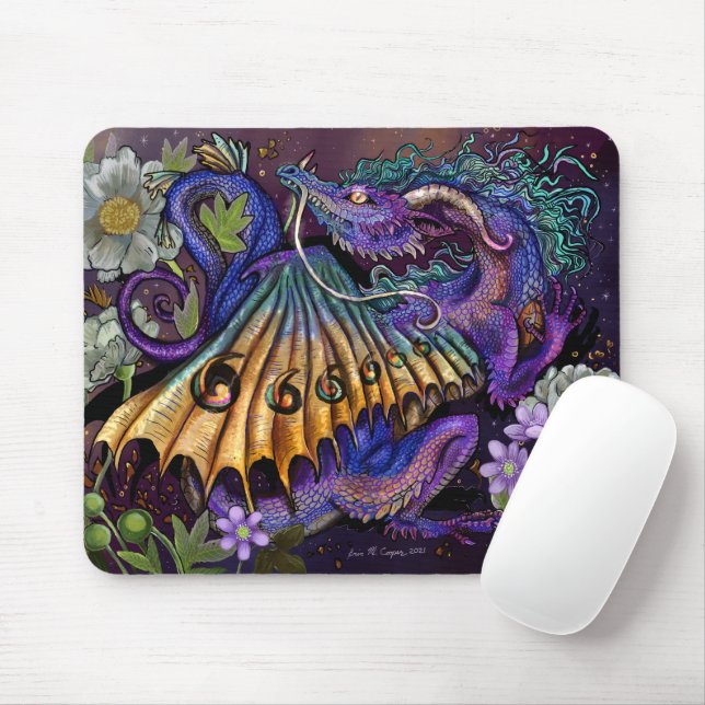 Tapis De Souris Dragon floral (Avec souris)