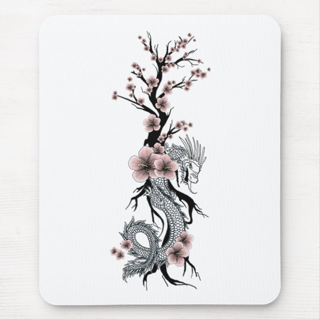 Tapis De Souris Dragon floral japonais Mousepad (Devant)