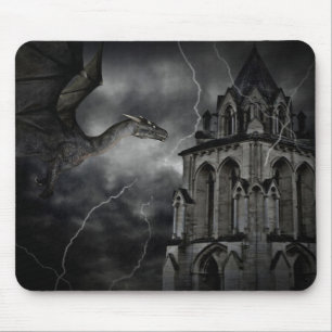 Tapis De Souris Dragon gothique d'imaginaire de nuit orageuse