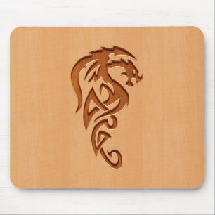 Tapis De Souris Dragon gravé sur l'effet en bois