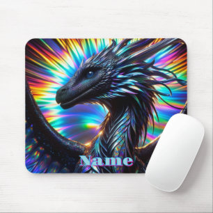 Tapis De Souris Dragon Iridescendant avec un Arrière - plan dynami