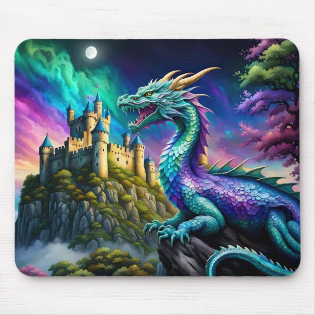 Tapis De Souris Dragon Iridescente Garde Sa Terre (Devant)